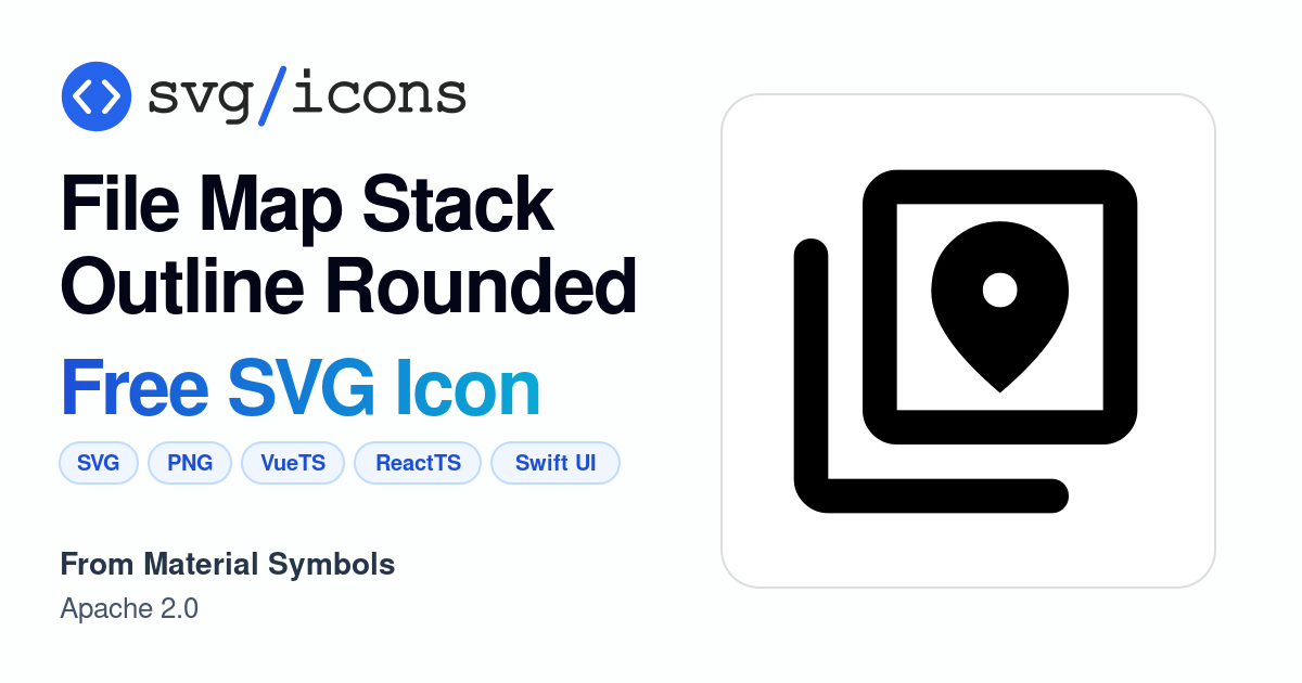 File-map-stack-outline-rounded SVG Icon - Free File-map-stack-outline ...