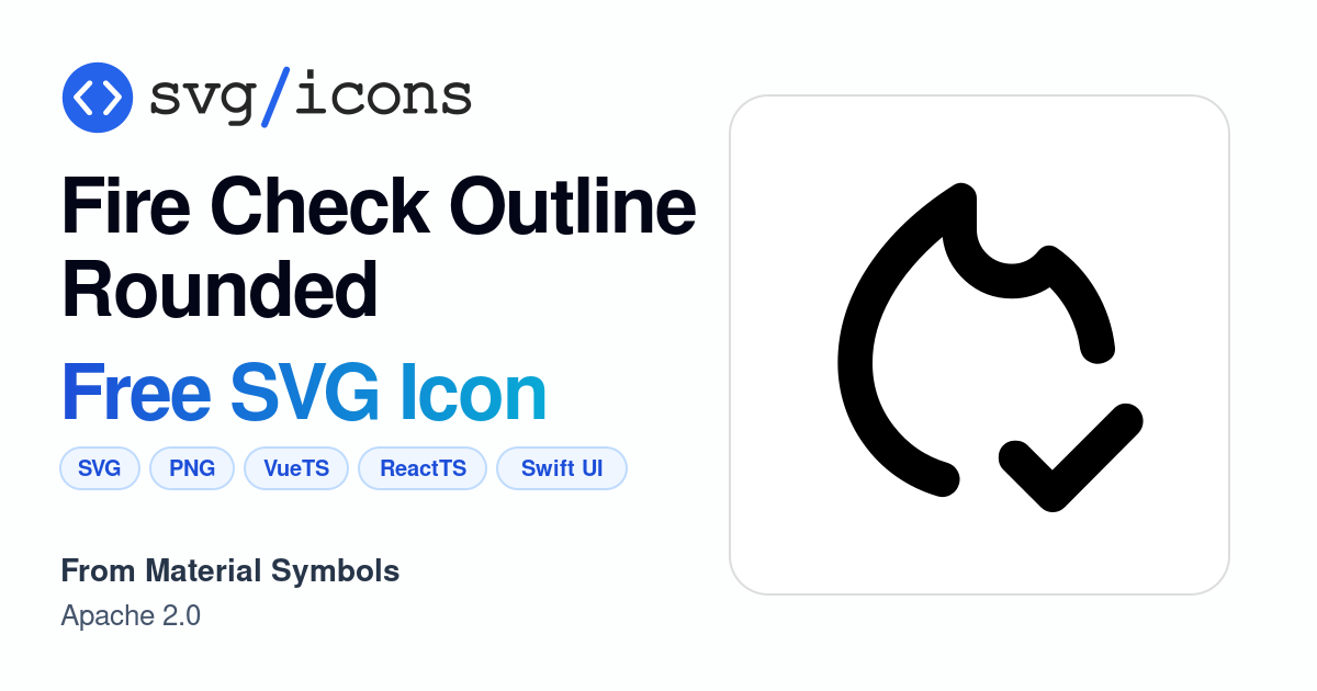 Fire-check-outline-rounded SVG Icon - Free Fire-check-outline-rounded ...