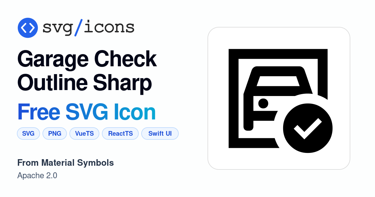 Garage-check-outline-sharp SVG Icon - Free Garage-check-outline-sharp ...