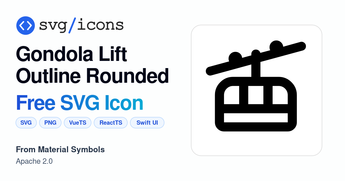 Gondola-lift-outline-rounded SVG Icon - Free Gondola-lift-outline ...