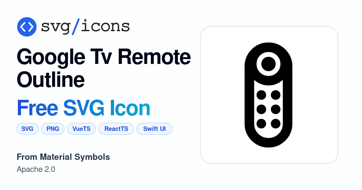 Google-tv-remote-outline SVG Icon - Free Google-tv-remote-outline PNG ...