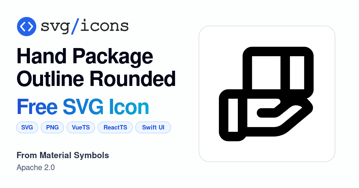 Hand-package-outline-rounded SVG Icon - Free Hand-package-outline ...