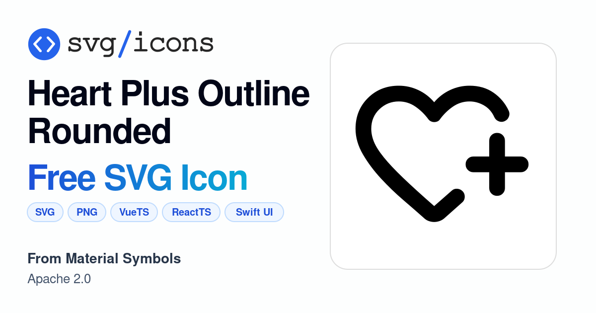 Heart-plus-outline-rounded SVG Icon - Free Heart-plus-outline-rounded ...