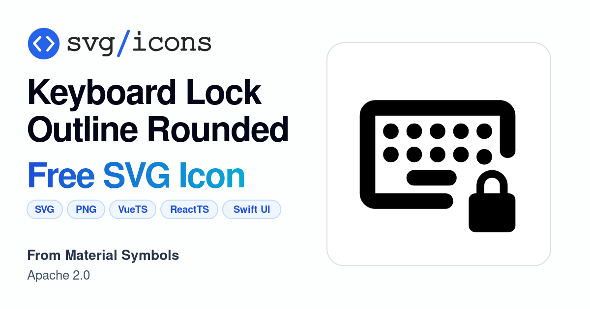 Keyboard-lock-outline-rounded SVG Icon - Free Keyboard-lock-outline ...