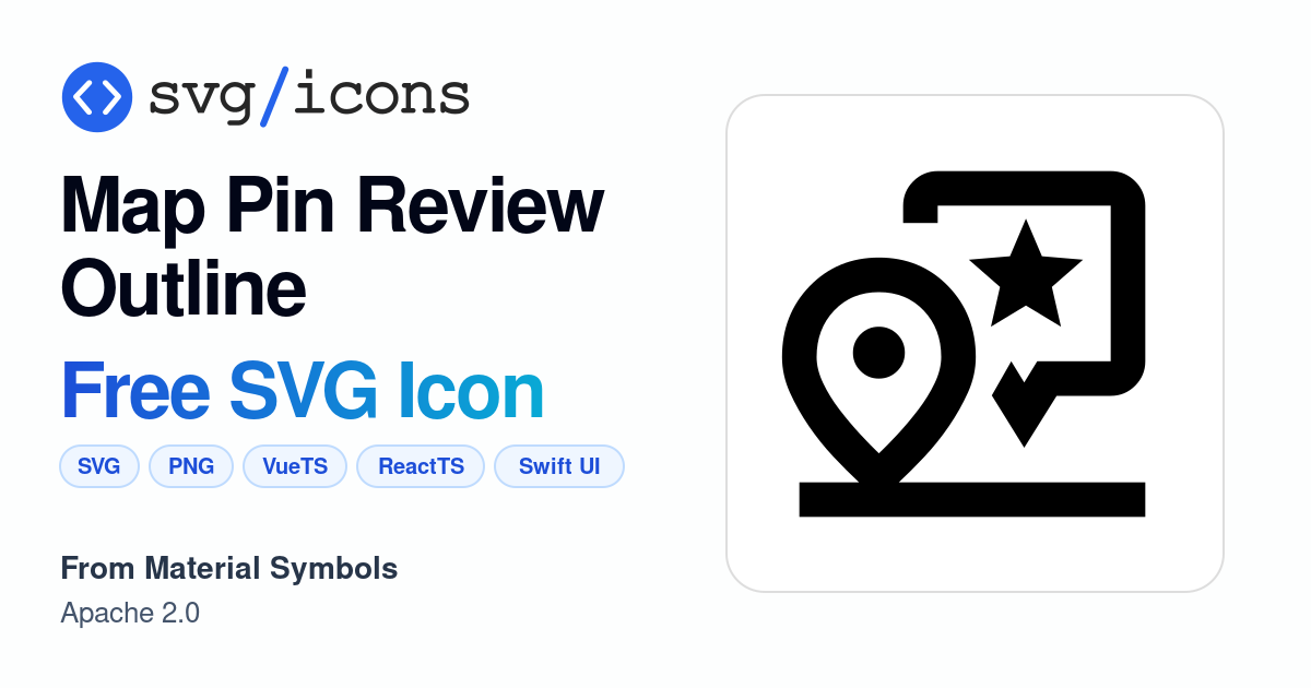 Map-pin-review-outline SVG Icon - Free Map-pin-review-outline PNG & SVG ...