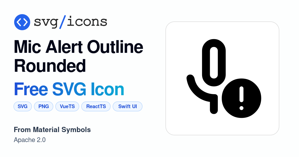 Mic-alert-outline-rounded SVG Icon - Free Mic-alert-outline-rounded PNG ...