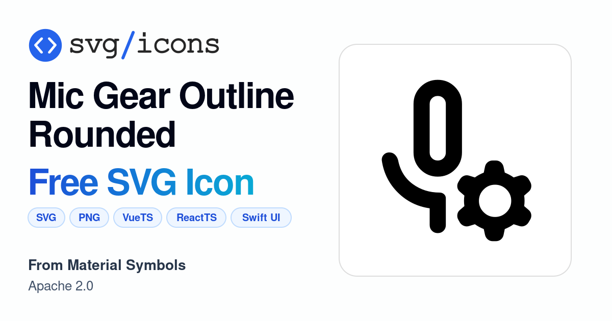 Mic-gear-outline-rounded SVG Icon - Free Mic-gear-outline-rounded PNG ...