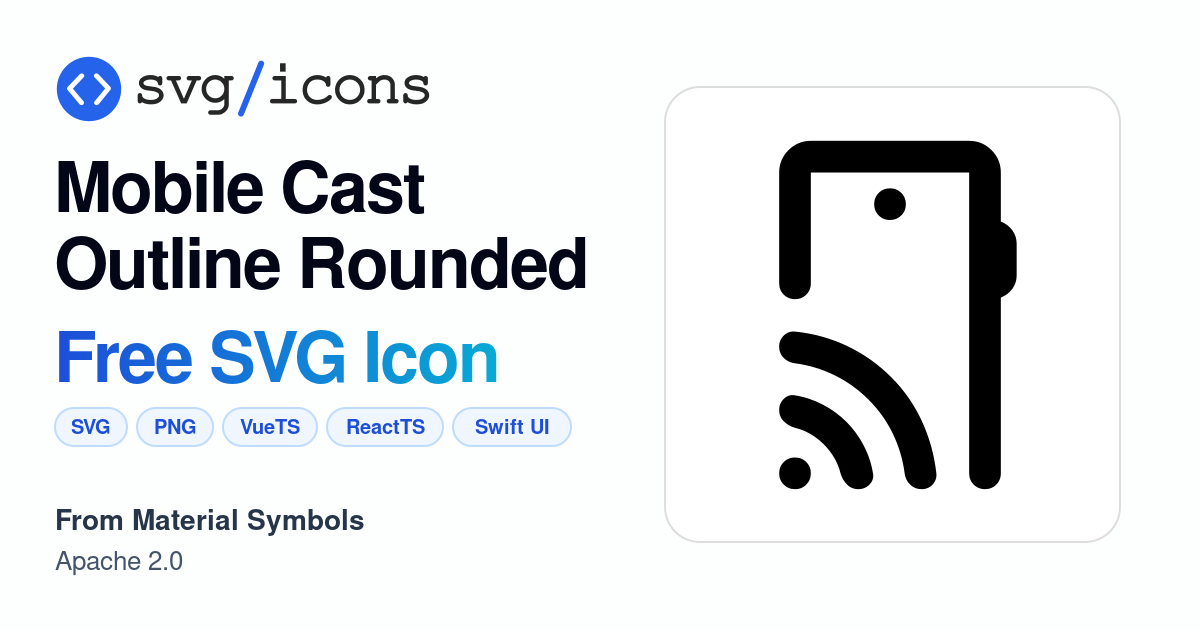 Mobile-cast-outline-rounded SVG Icon - Free Mobile-cast-outline-rounded ...