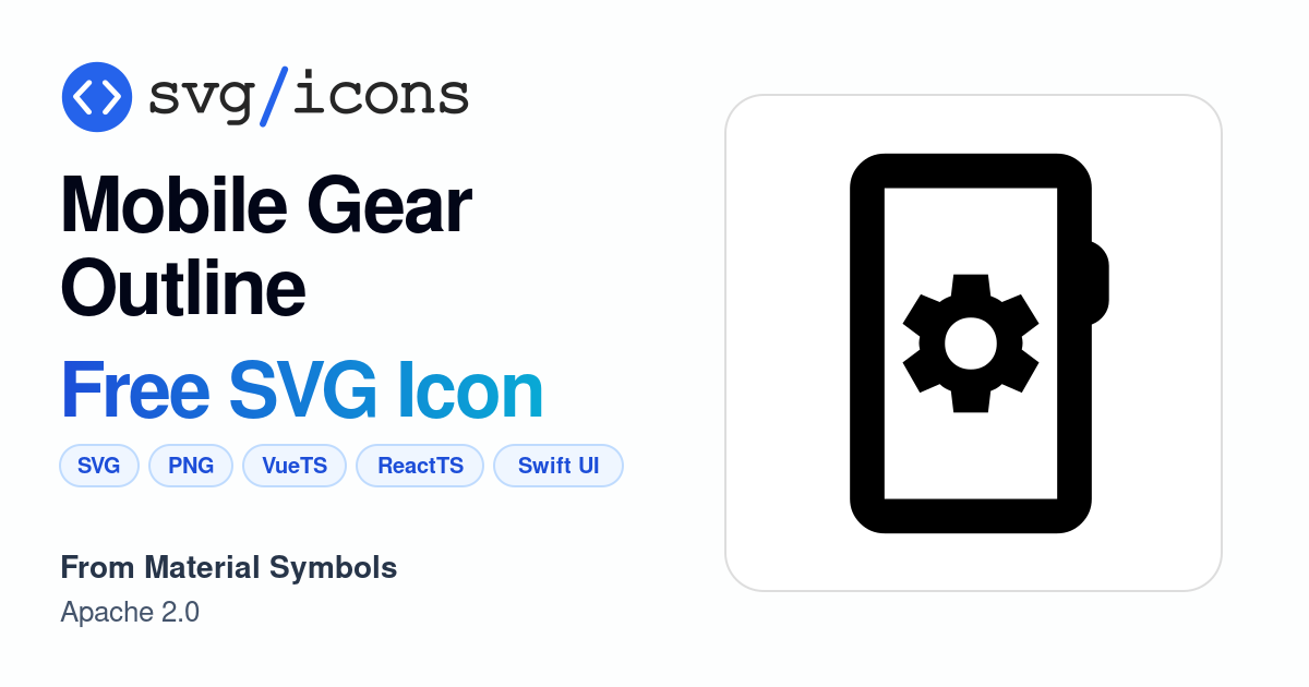 Mobile-gear-outline SVG Icon - Free Mobile-gear-outline PNG & SVG Download