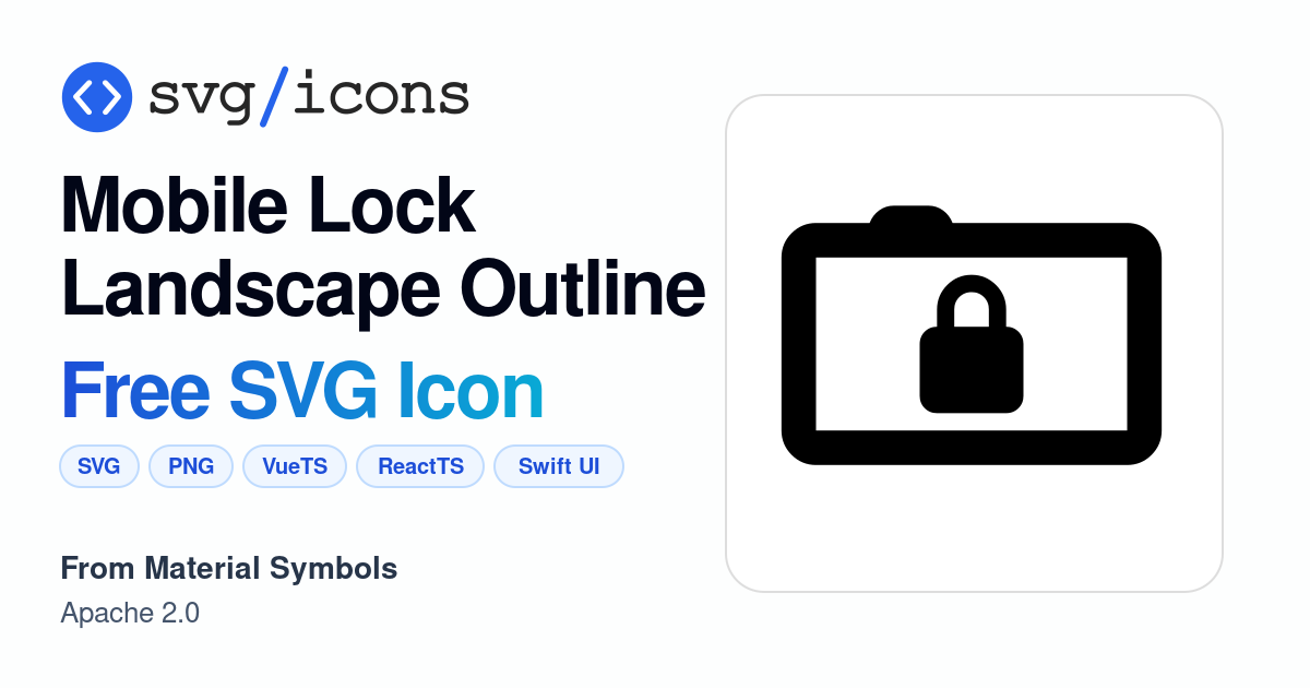 Mobile-lock-landscape-outline SVG Icon - Free Mobile-lock-landscape ...