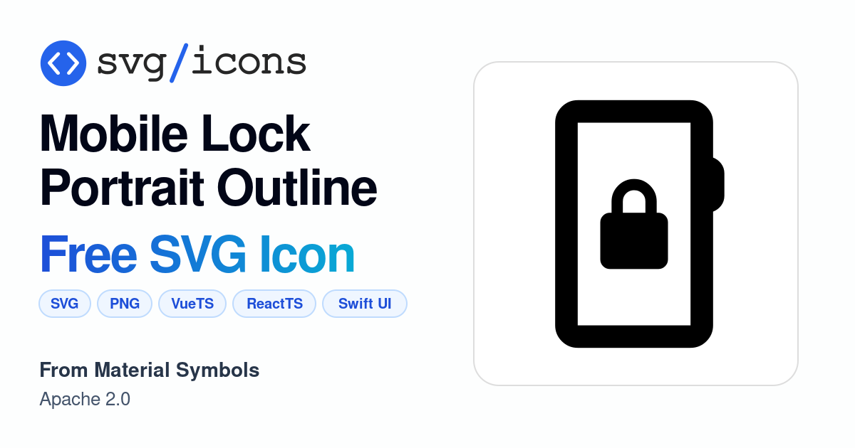 Mobile-lock-portrait-outline SVG Icon - Free Mobile-lock-portrait ...