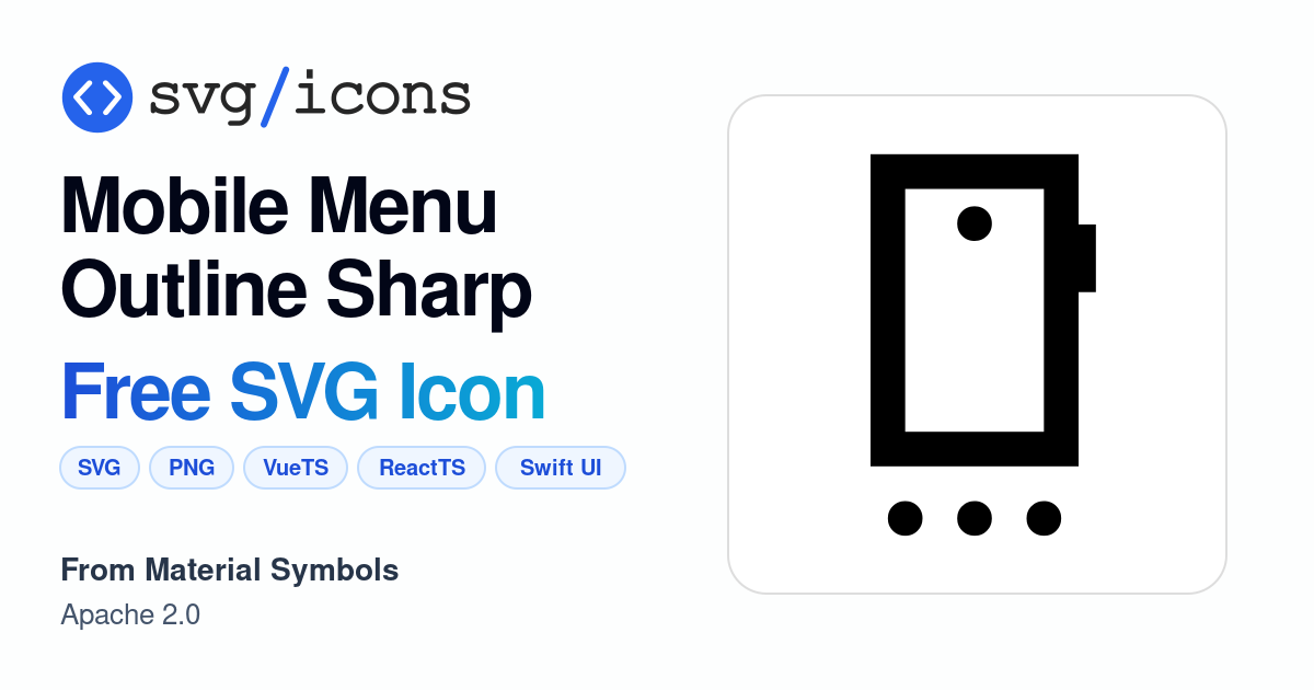 Mobile-menu-outline-sharp SVG Icon - Free Mobile-menu-outline-sharp PNG ...