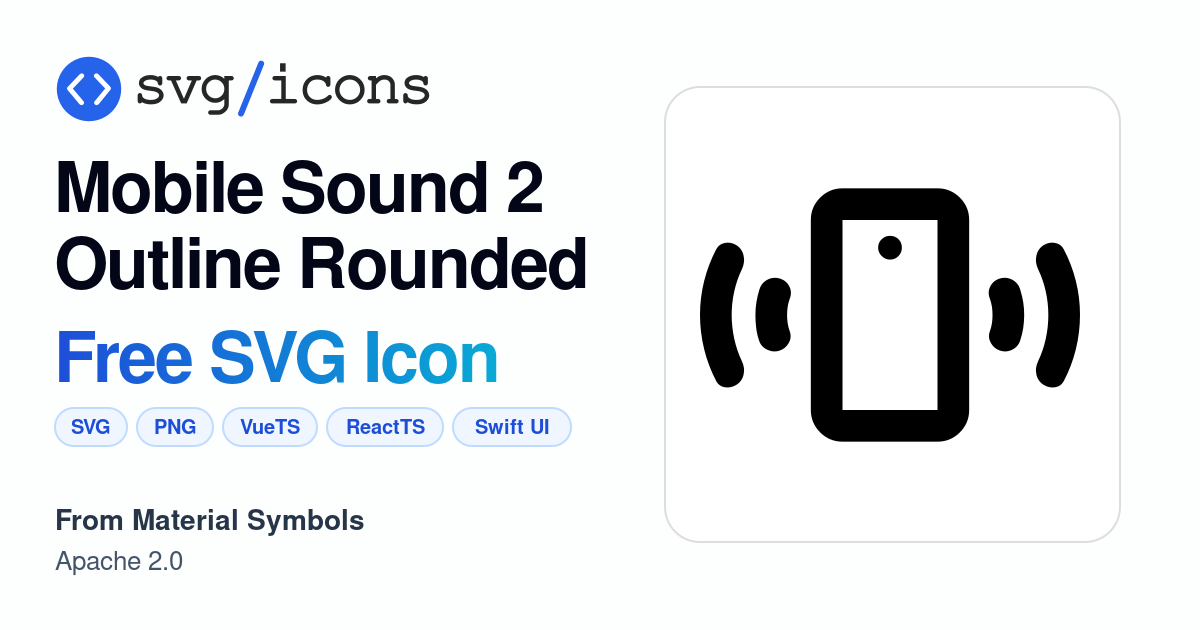 Mobile-sound-2-outline-rounded SVG Icon - Free Mobile-sound-2-outline ...