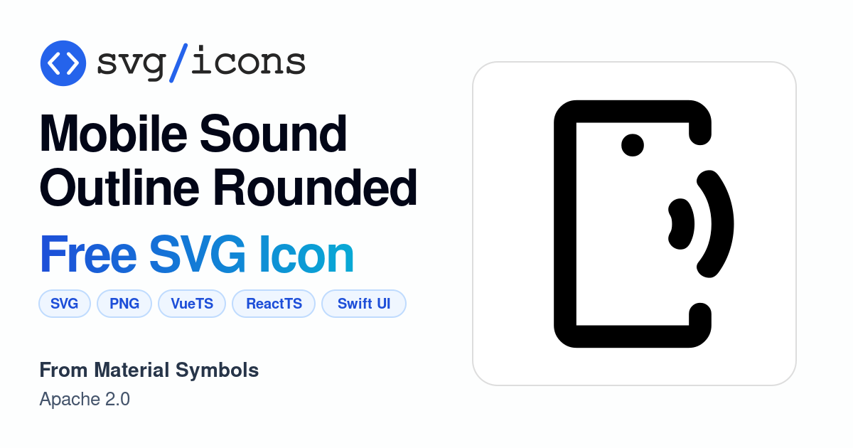 Mobile-sound-outline-rounded SVG Icon - Free Mobile-sound-outline ...