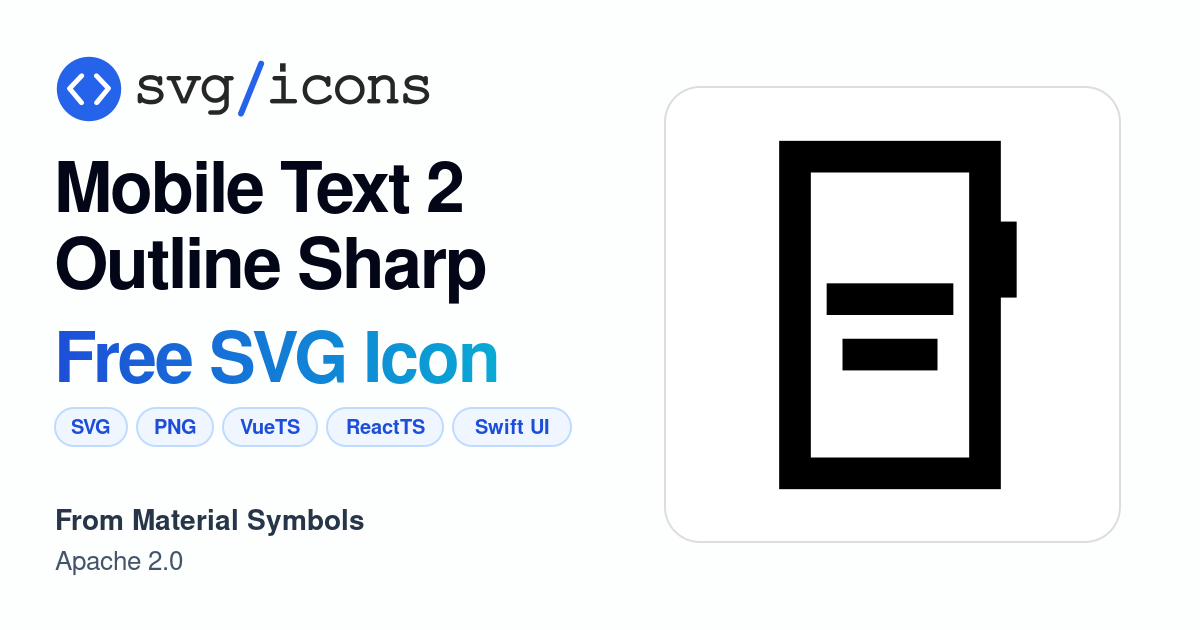 Mobile-text-2-outline-sharp SVG Icon - Free Mobile-text-2-outline-sharp ...