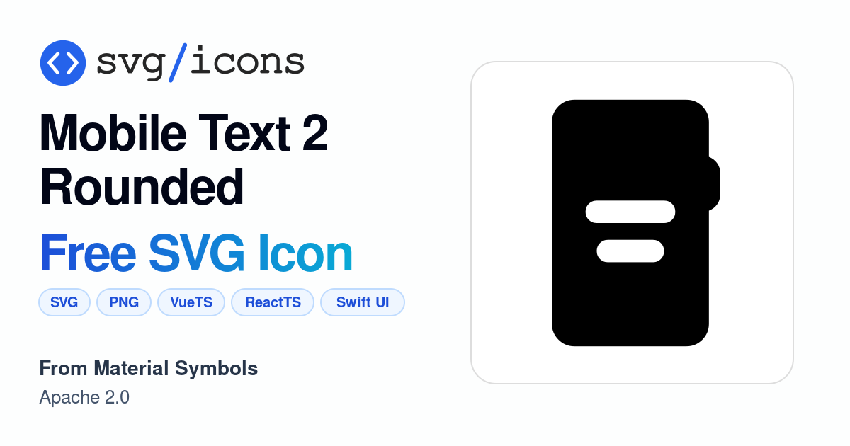 Mobile-text-2-rounded SVG Icon - Free Mobile-text-2-rounded PNG & SVG ...