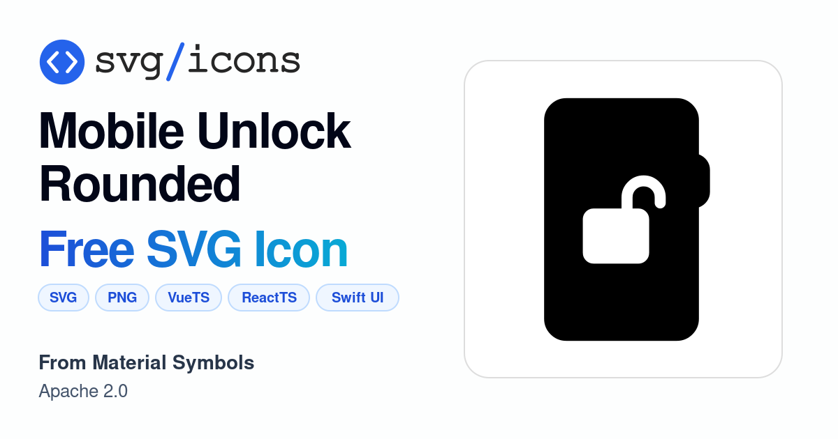 Mobile-unlock-rounded SVG Icon - Free Mobile-unlock-rounded PNG & SVG ...