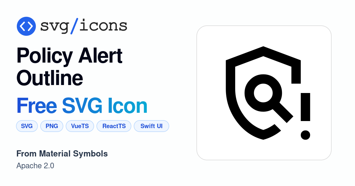 Policy-alert-outline SVG Icon - Free Policy-alert-outline PNG & SVG ...