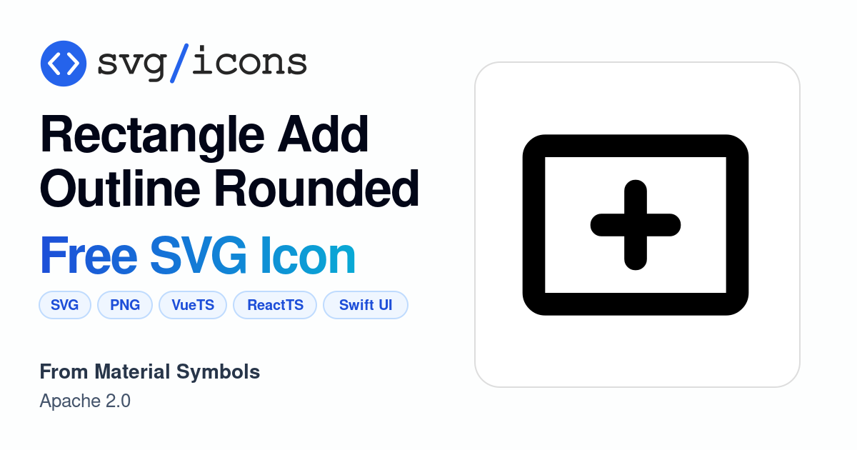 Rectangle-add-outline-rounded SVG Icon - Free Rectangle-add-outline ...