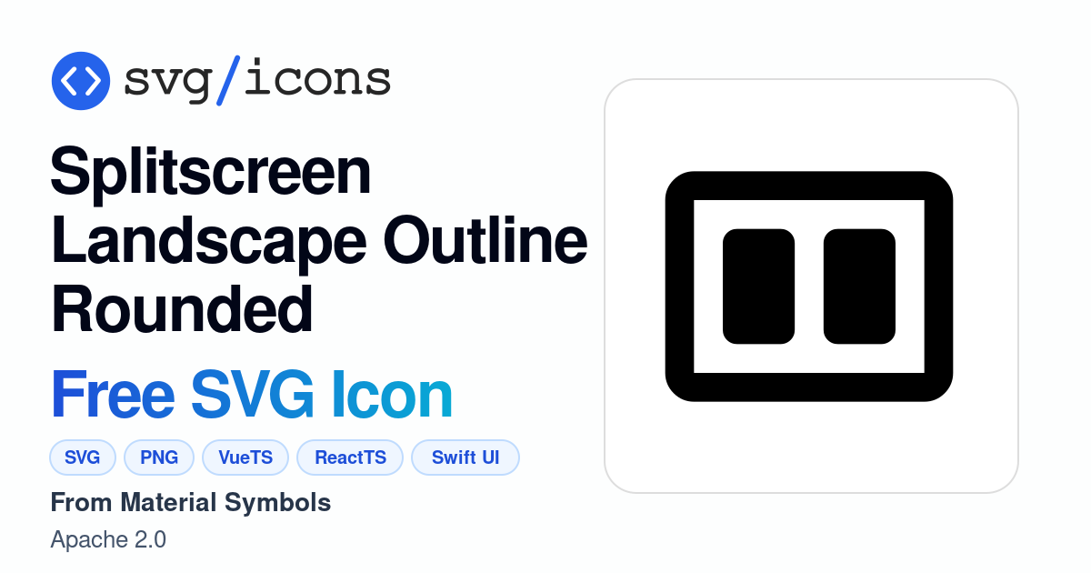 Splitscreen-landscape-outline-rounded SVG Icon - Free Splitscreen ...