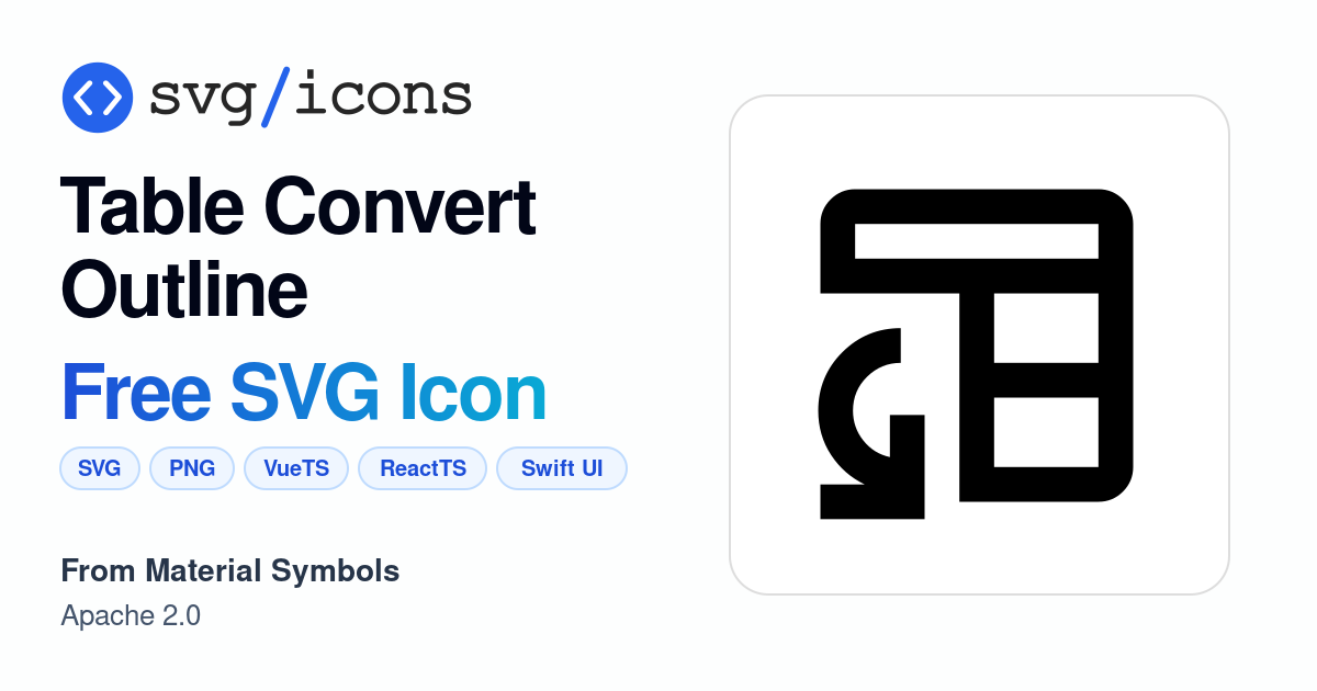 Table-convert-outline SVG Icon - Free Table-convert-outline PNG & SVG ...