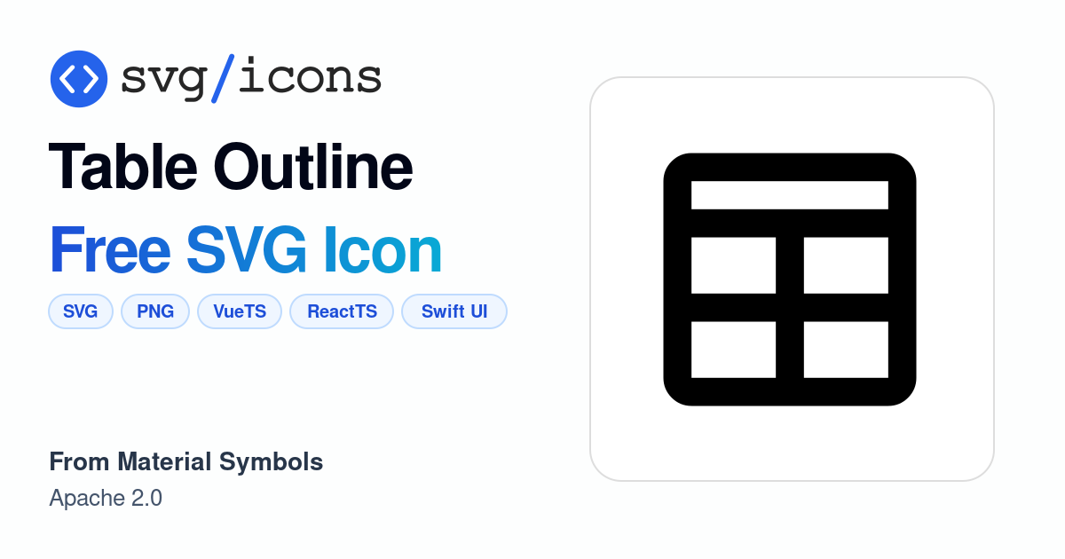 Table-outline SVG Icon - Free Table-outline PNG & SVG Download