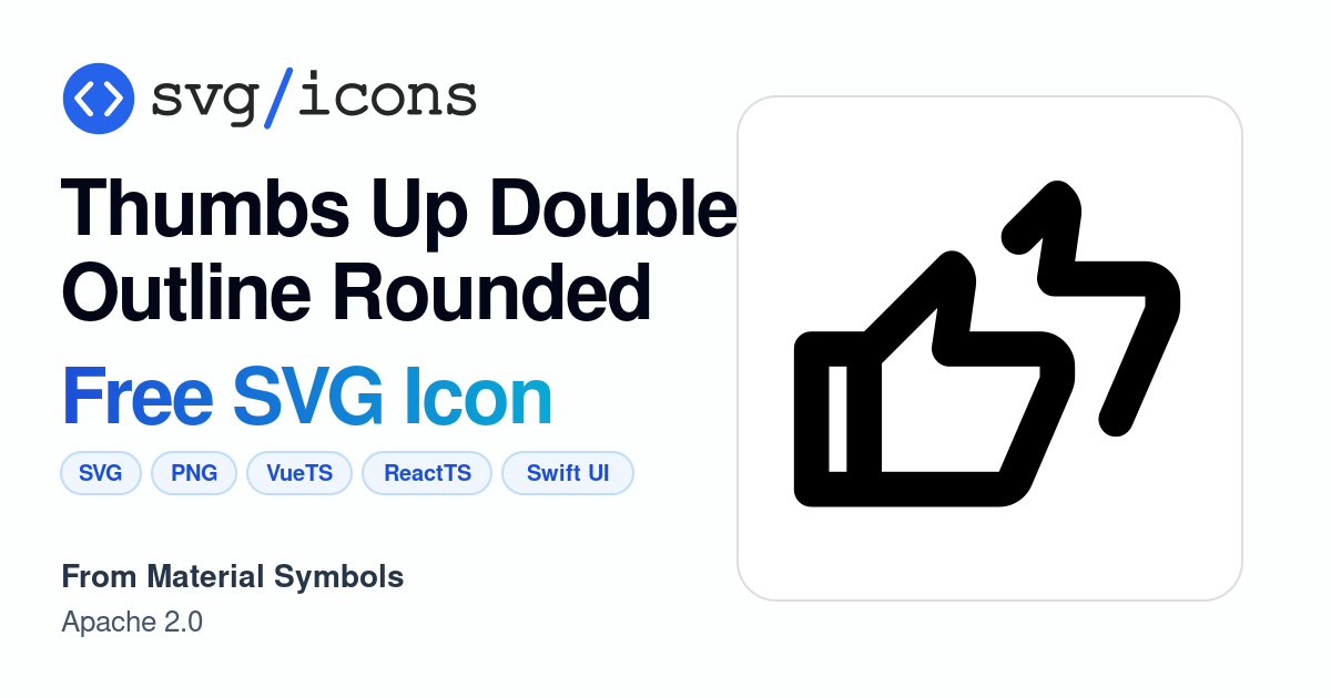 Thumbs-up-double-outline-rounded SVG Icon - Free Thumbs-up-double ...
