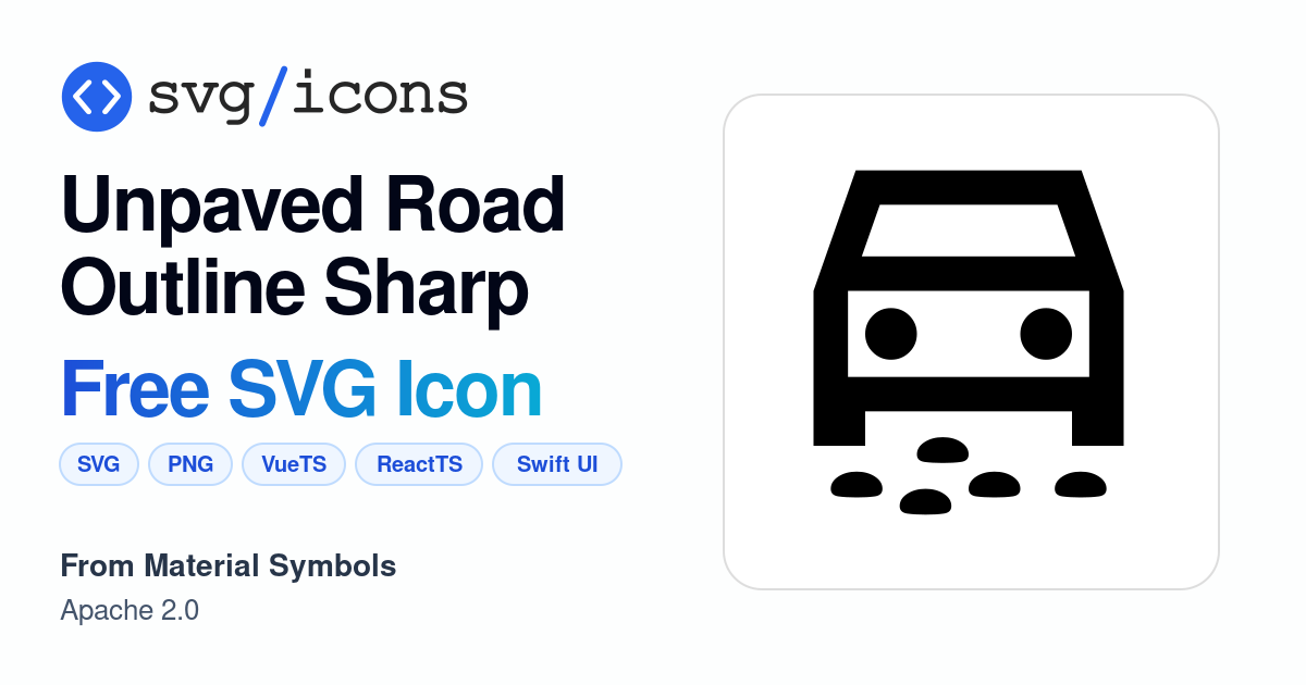 Unpaved-road-outline-sharp SVG Icon - Free Unpaved-road-outline-sharp ...