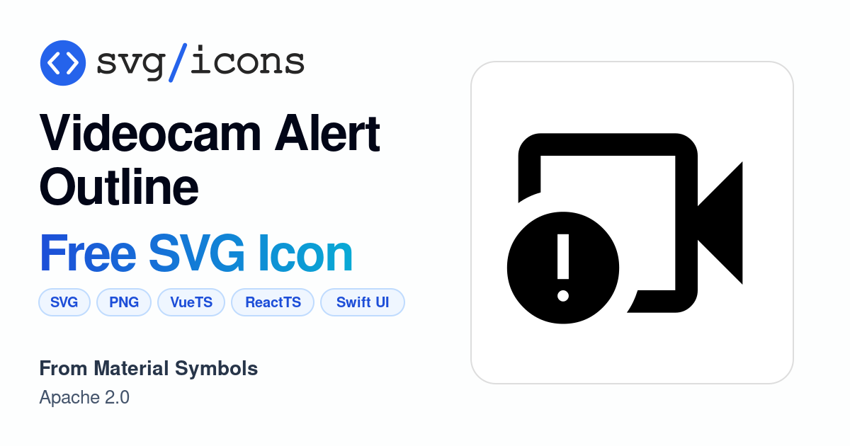 Videocam-alert-outline SVG Icon - Free Videocam-alert-outline PNG & SVG ...