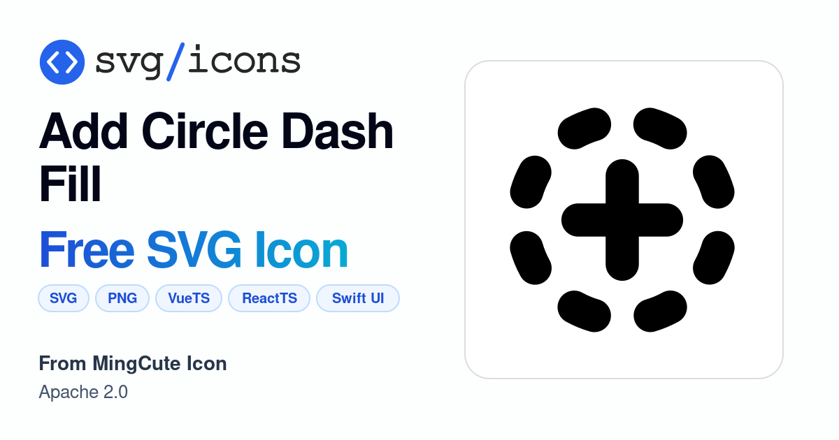Add-circle-dash-fill SVG Icon - Free Add-circle-dash-fill PNG & SVG ...