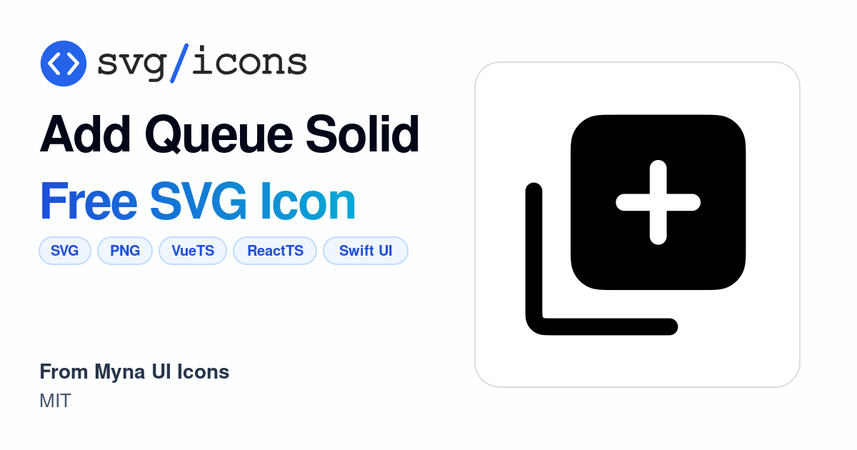 Add-queue-solid SVG Icon - Free Add-queue-solid PNG & SVG Download