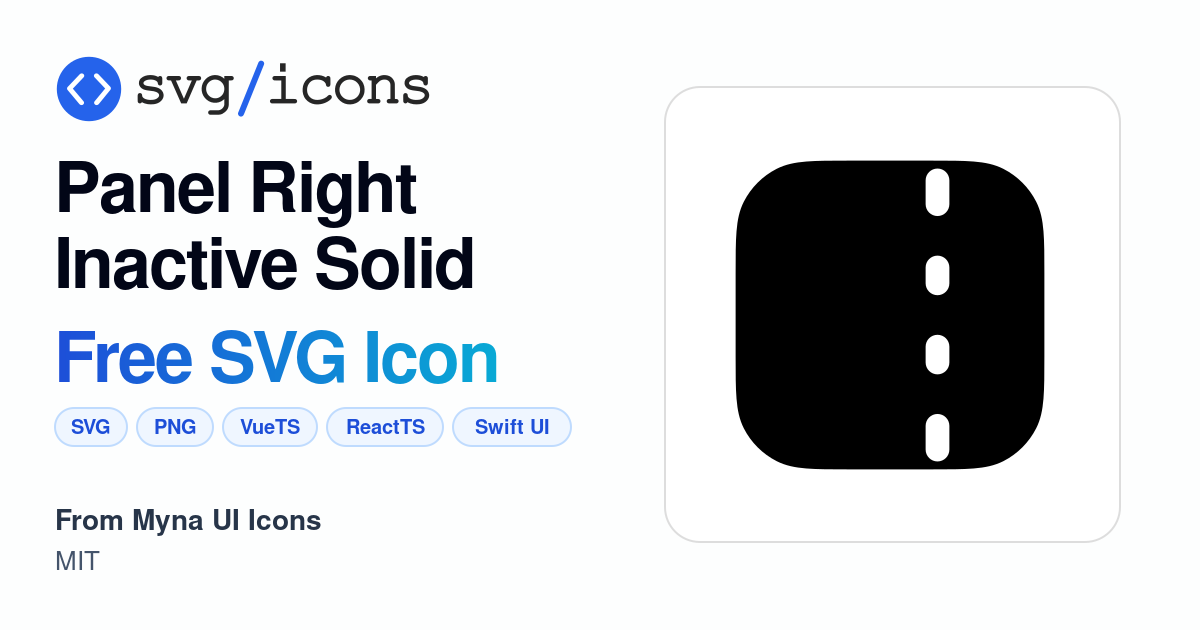 Panel-right-inactive-solid SVG Icon - Free Panel-right-inactive-solid ...