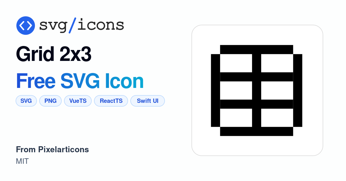 Grid-2x3 SVG Icon - Free Grid-2x3 PNG & SVG Download