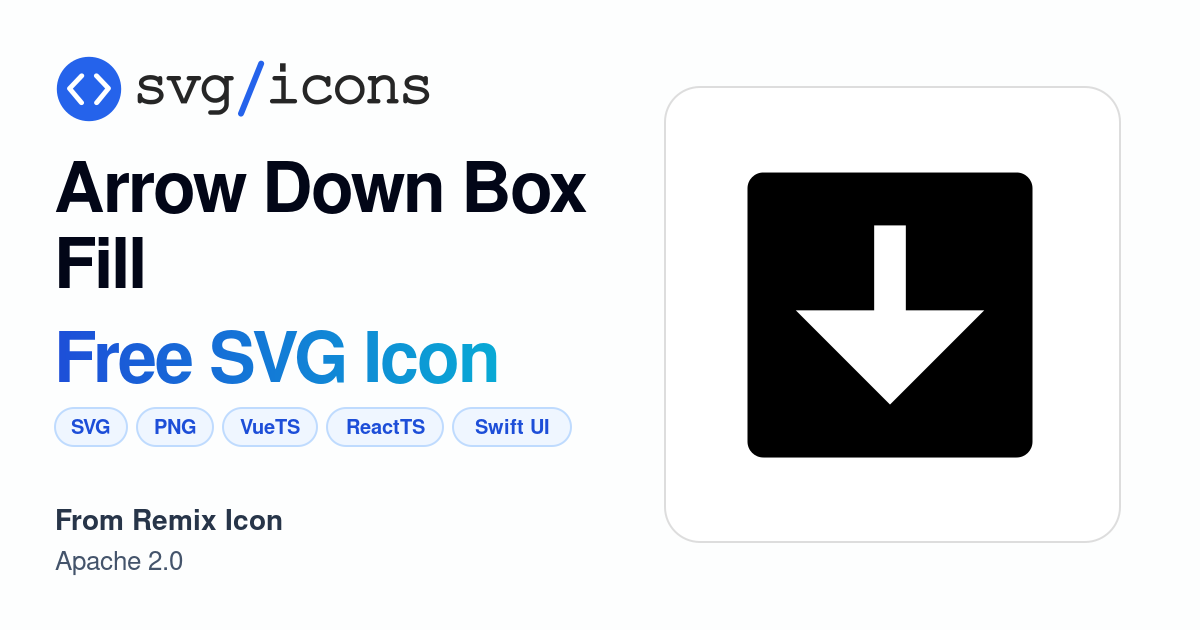 Arrow-down-box-fill SVG Icon - Free Arrow-down-box-fill PNG & SVG Download