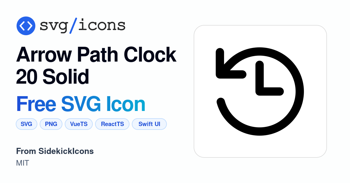 Arrow-path-clock-20-solid SVG Icon - Free Arrow-path-clock-20-solid PNG ...