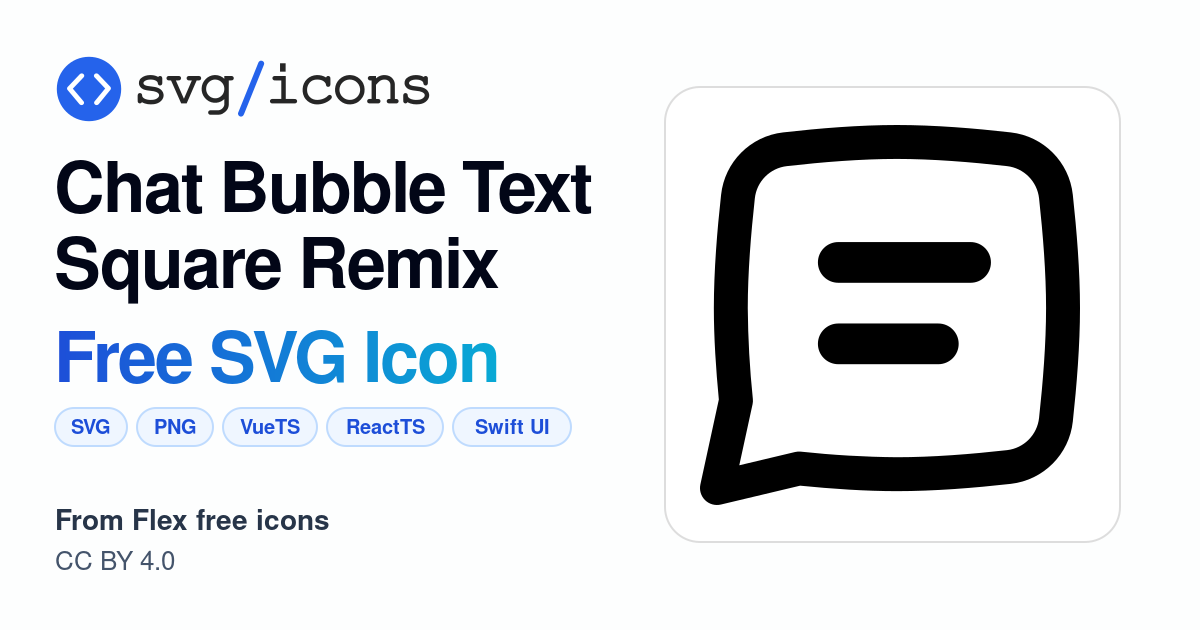 Chat-bubble-text-square-remix SVG Icon - Free Chat-bubble-text-square ...
