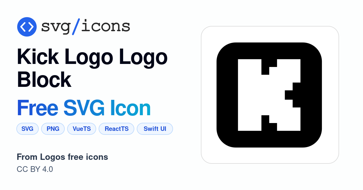 Kick-logo-logo-block SVG Icon - Free Kick-logo-logo-block PNG & SVG ...