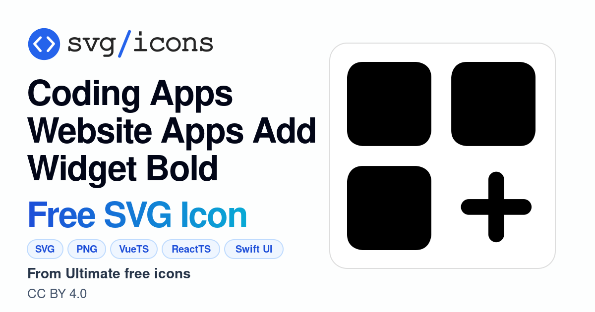 Coding-apps-website-apps-add-widget-bold SVG Icon - Free Coding-apps ...
