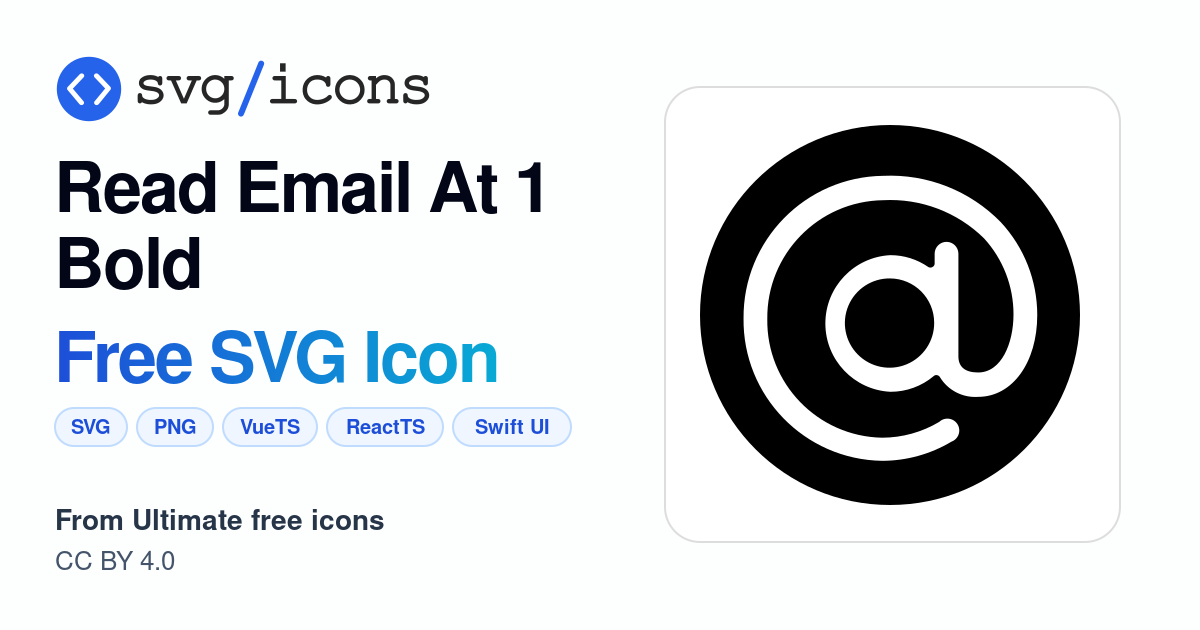 Read-email-at-1-bold SVG Icon - Free Read-email-at-1-bold PNG & SVG ...