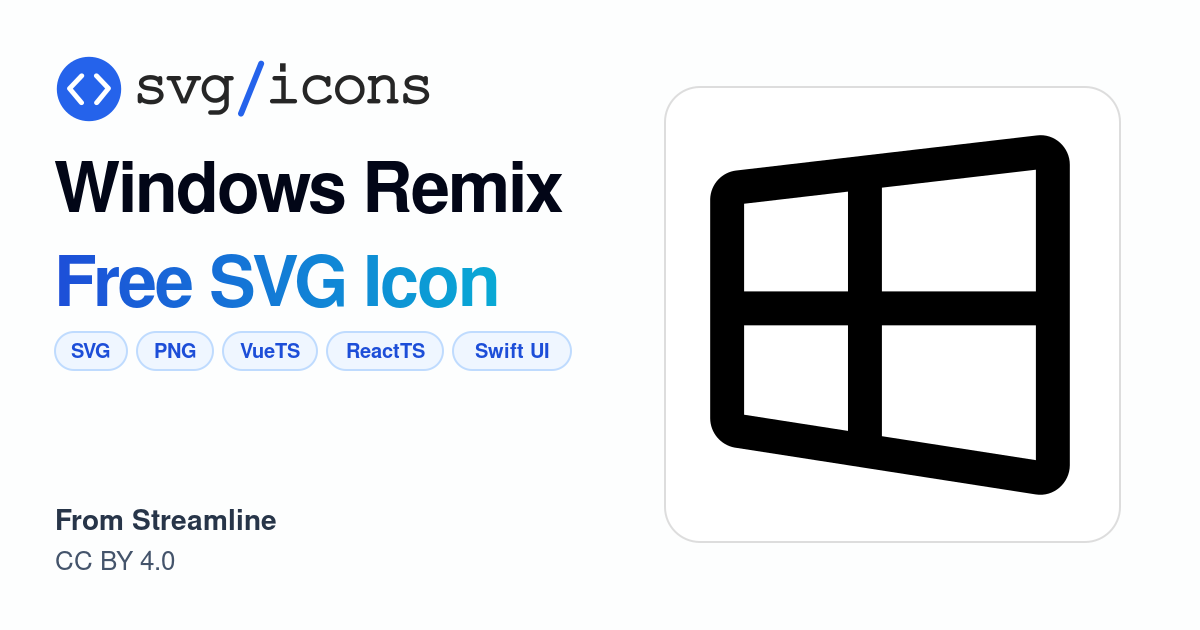 Windows-remix SVG Icon - Free Windows-remix PNG & SVG Download