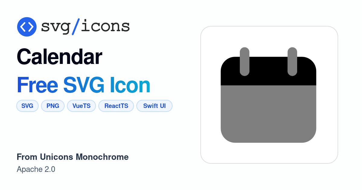 Calendar SVG Icon - Free Calendar PNG & SVG Download