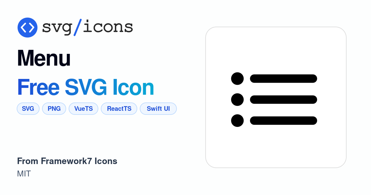 Menu SVG Icon - Free Menu PNG & SVG Download