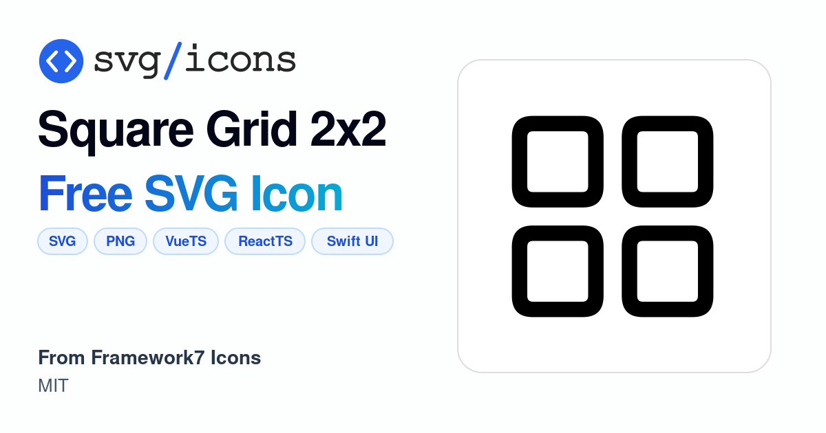 Square-grid-2x2 SVG Icon - Free Square-grid-2x2 PNG & SVG Download