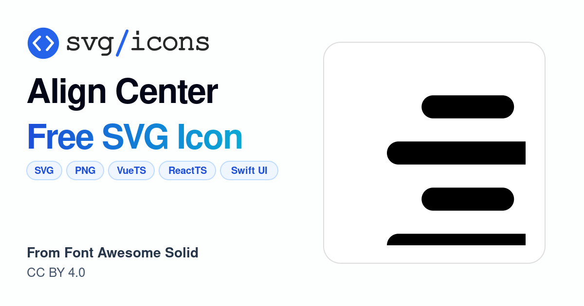 Align-center SVG Icon - Free Align-center PNG & SVG Download