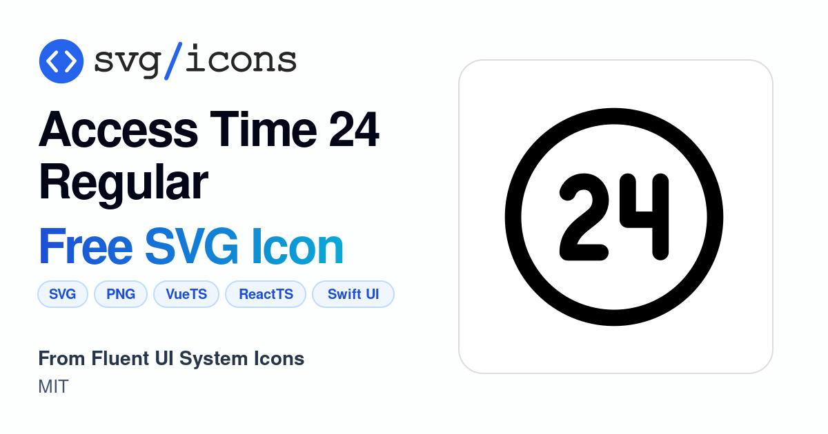 Access-time-24-regular SVG Icon - Free Access-time-24-regular PNG & SVG ...