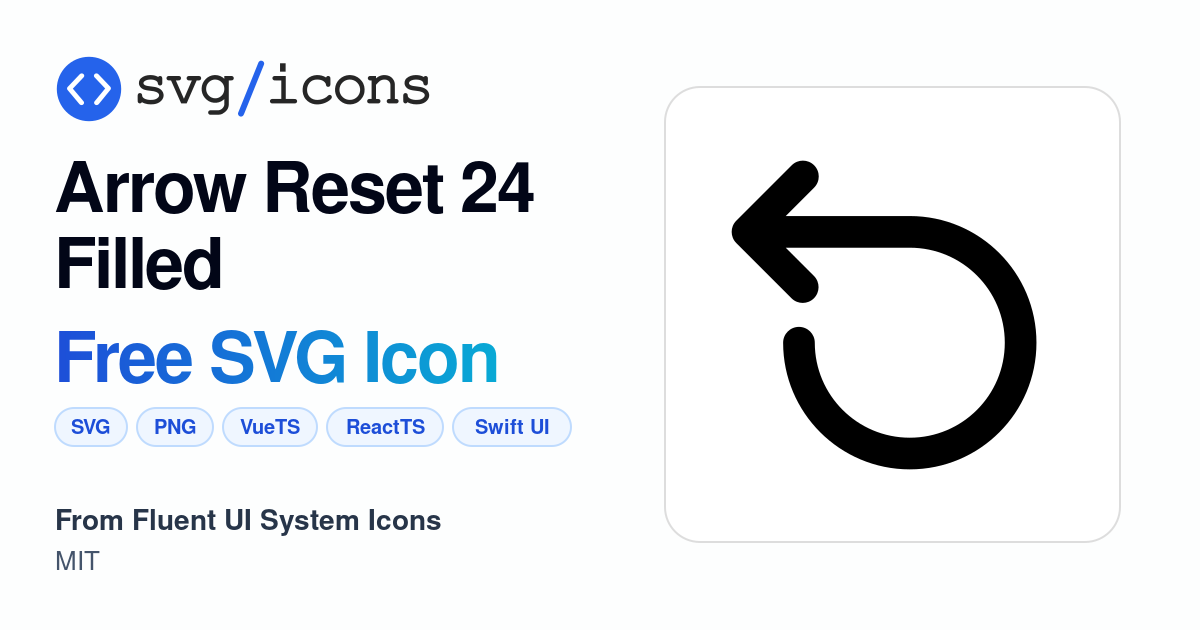 Arrow-reset-24-filled SVG Icon - Free Arrow-reset-24-filled PNG & SVG ...