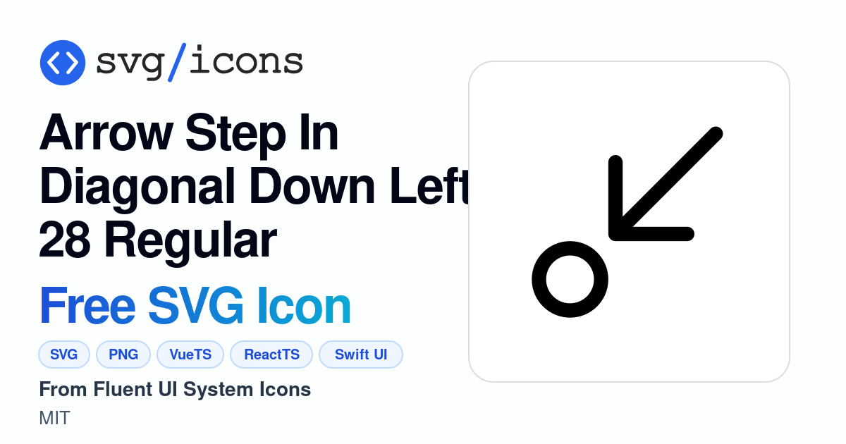Arrow-step-in-diagonal-down-left-28-regular SVG Icon - Free Arrow-step ...