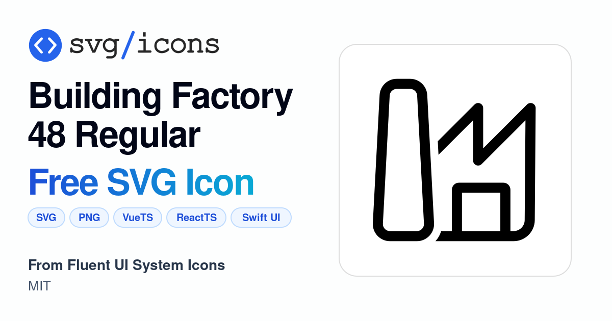 Building-factory-48-regular SVG Icon - Free Building-factory-48-regular ...