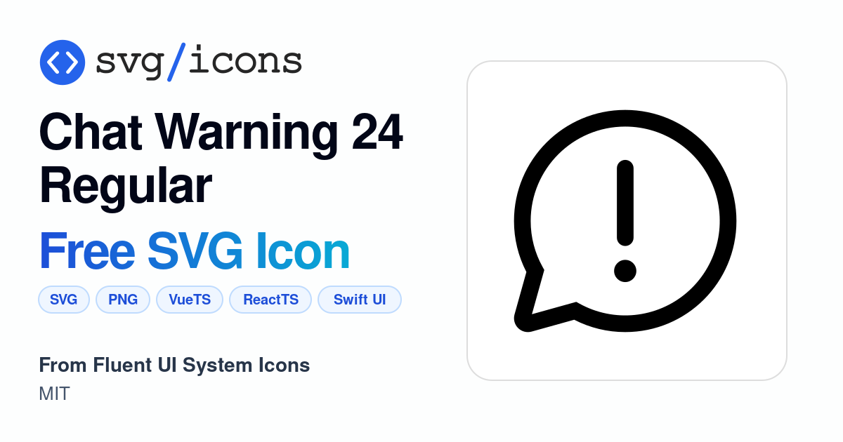 Chat-warning-24-regular SVG Icon - Free Chat-warning-24-regular PNG ...