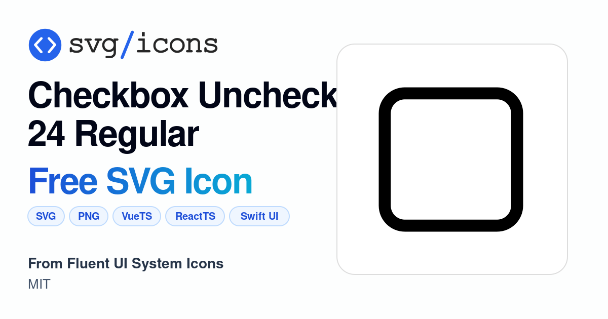 Checkbox-unchecked-24-regular SVG Icon - Free Checkbox-unchecked-24 ...